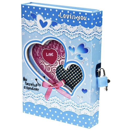 Блокнот / Кружевное сердечко в коробочке с декоративным вырезам / На замочке / Цветные страницы