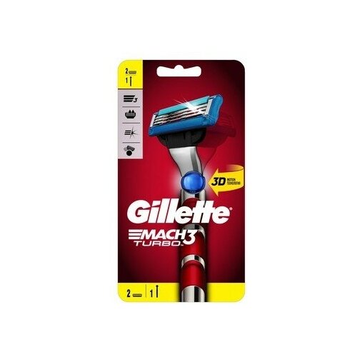 Станок для бритья Gillette Mach3 Turbo 3D, 2 кассеты - Procter and Gamble станок flip3 4 кассеты совместимо с gillette mach3