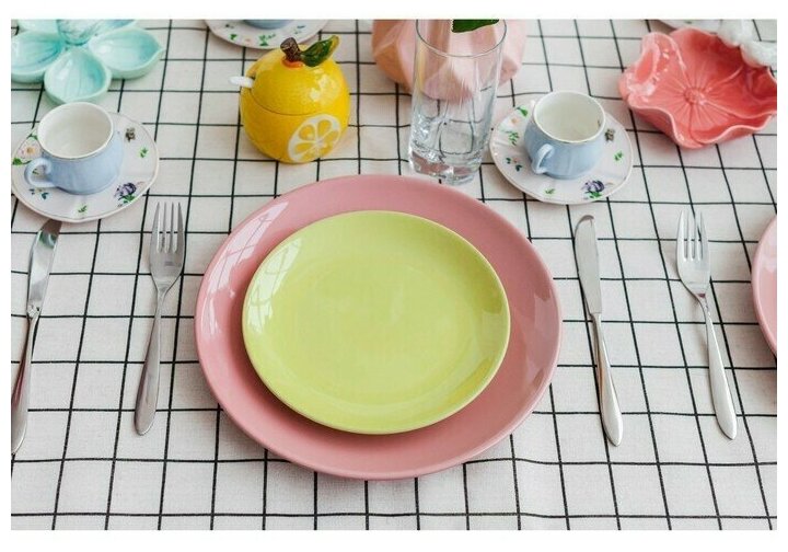 Тарелка обеденная Доляна «Пастель», d=27 см, розовая - фото №4