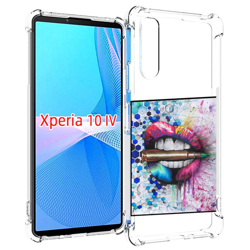 Чехол MyPads разноцветные губы с пулей для Sony Xperia 10 IV (10-4) задняя-панель-накладка-бампер