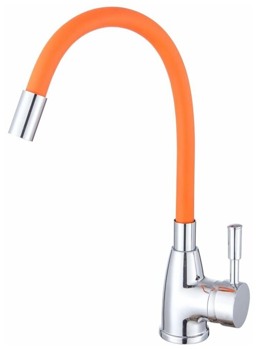 Смеситель для кухни Roegen RD014O с боковой ручкой и гибким изливом, на гайке, кран для кухни, для мойки, оранжевый
