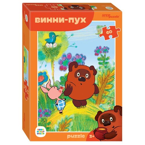 Детский пазл Винни Пух, игра-головоломка паззл для детей, Step Puzzle, 60 деталей мозаики