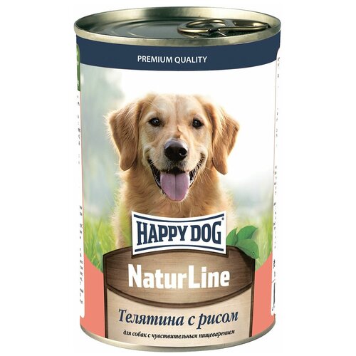 Консервы для собак Happy Dog NatureLine (Телятина с рисом), 410 гр. По 12 шт.