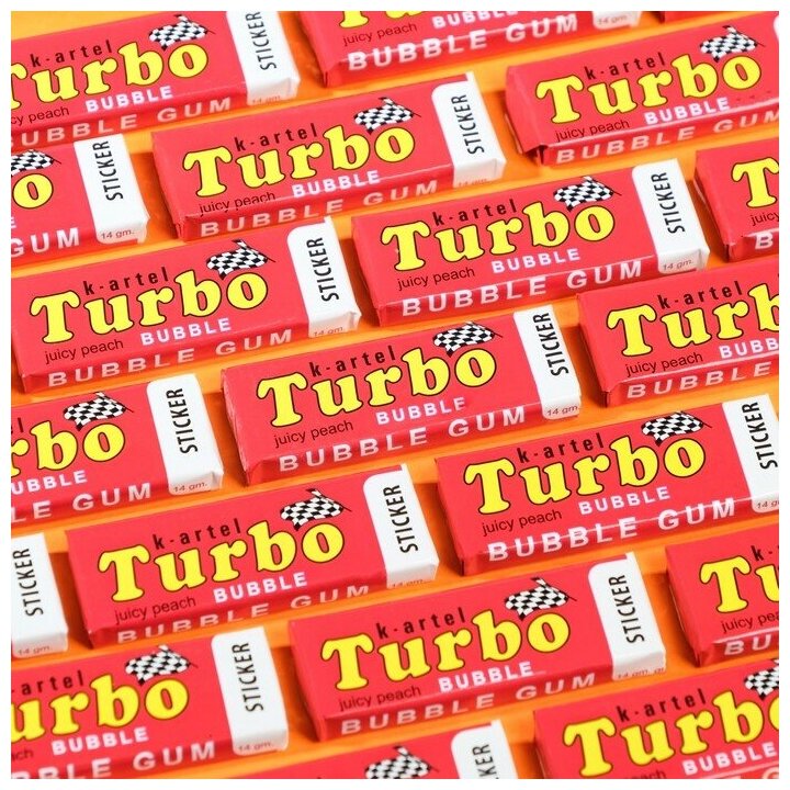 Жевательная резинка «TURBO» со вкусом персика с наклейкой, 48шт х 14 гр. - фотография № 2