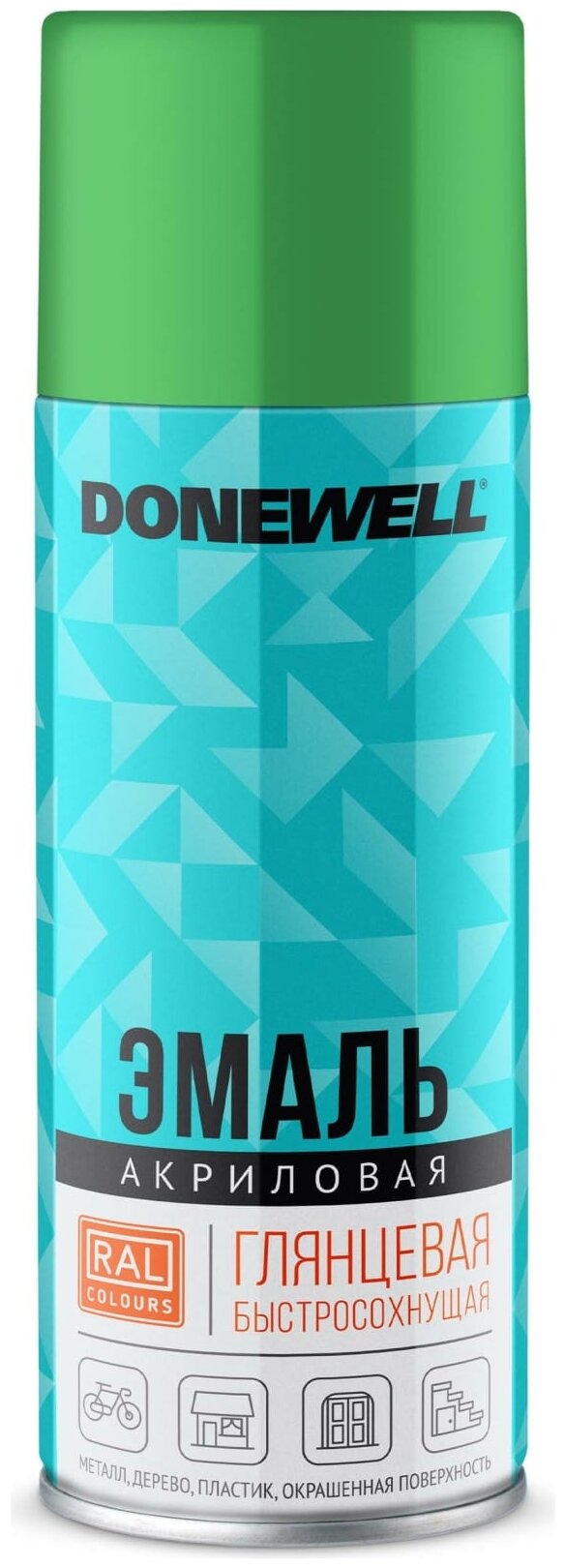 DONEWELL DWA6024 Краска-Спрей DONEWELL универсальная акриловая RAL 6024 светло-зелёная глянцевая - фотография № 1