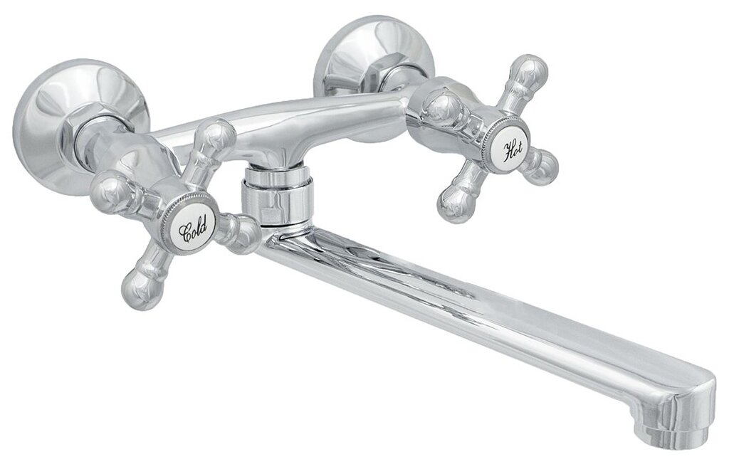 Смеситель для кухни Центр Сантехники Стандарт Крест ЦС-СМ 294 К, настенный, двухвентильный, хром