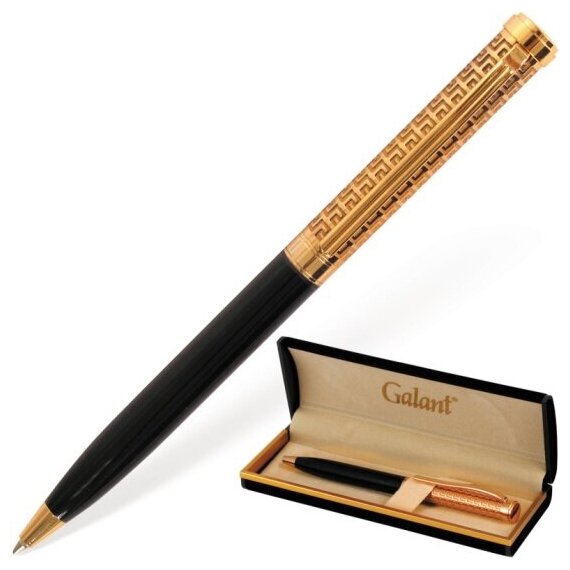 Ручка шариковая Galant Empire Gold, корпус черный с золотистым, золотистые детали, пишущий узел 0,7 мм, синяя