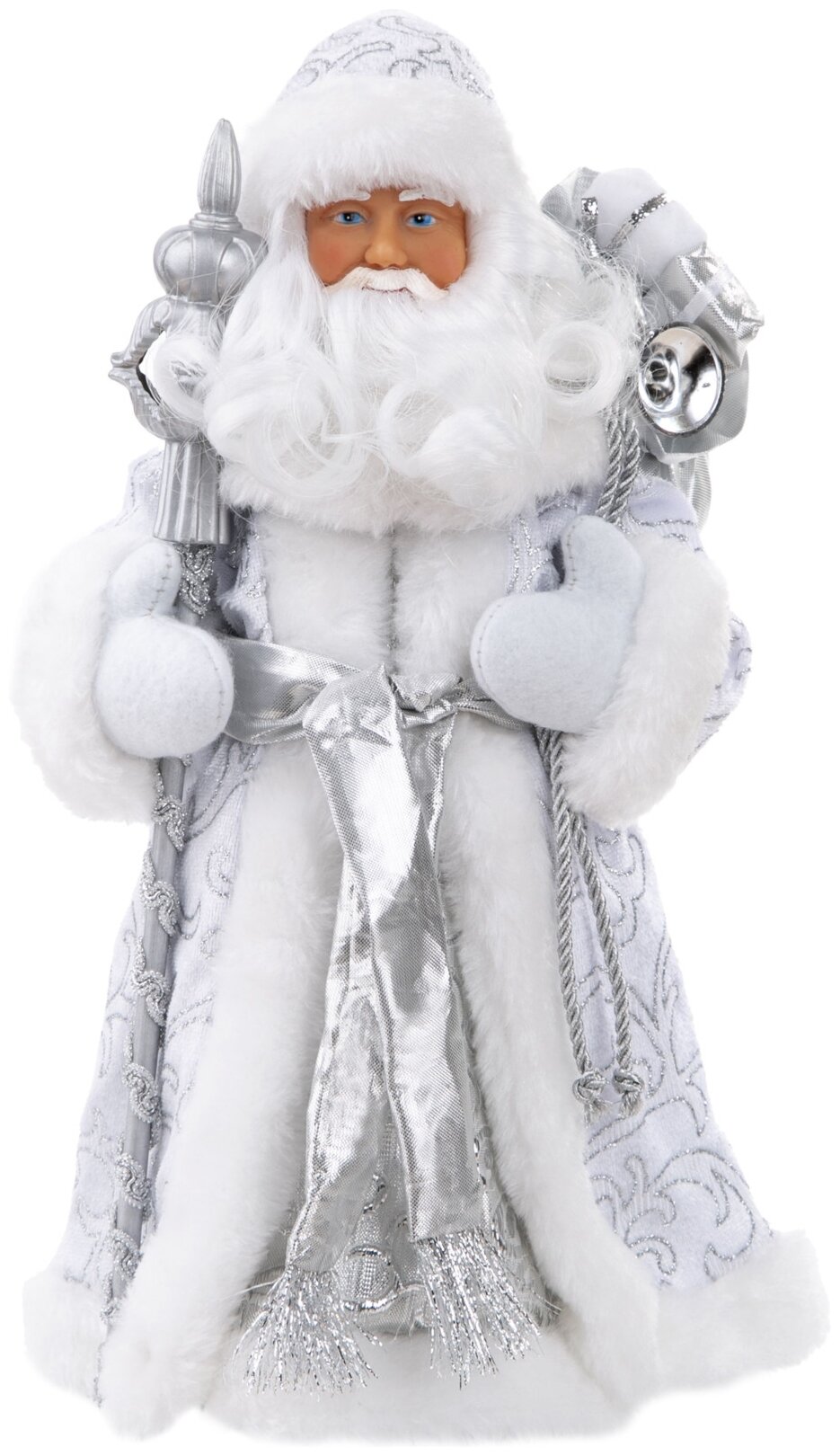Фигурка Феникс Present Дед Мороз в серебристой шубке 88457 15.5x8.5x31.5 см