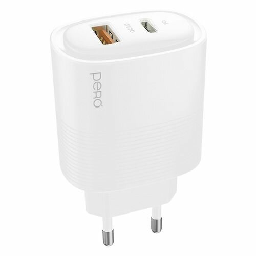 Сетевое зарядное устройство PERO TC11W, USB-A + Type-C, 45Вт, 3A, белый