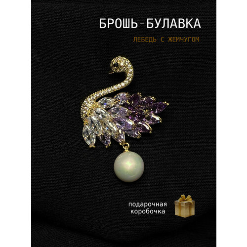 фото Брошь queen pin, кристалл, стразы, бесцветный
