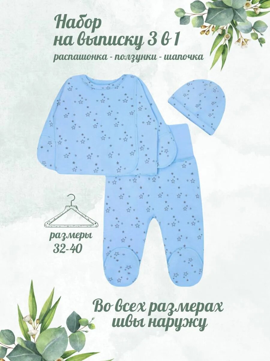 Комплект одежды  Новорожденные, размер 40, голубой