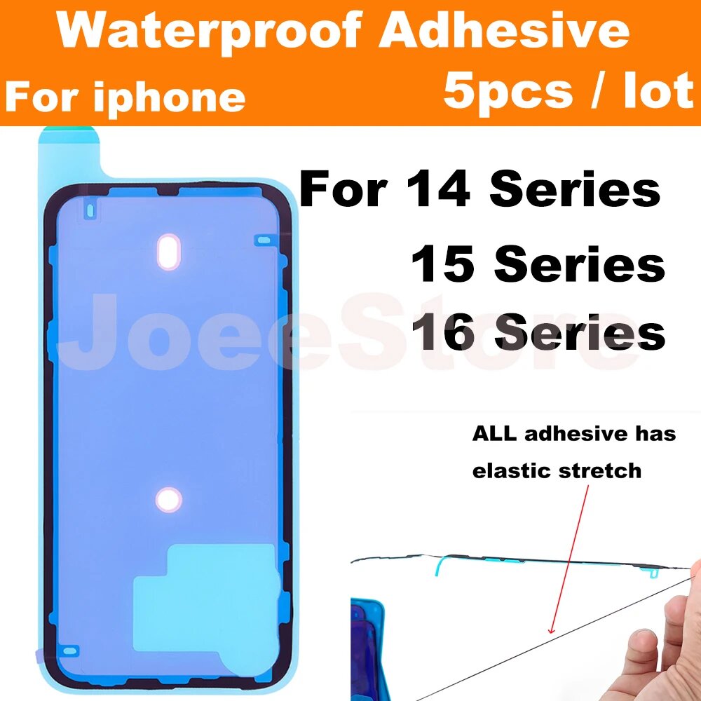 5 шт. водонепроницаемая наклейка для iPhone 14 15 16 Pro Max Plus, задняя клейкая 3 м, уплотнение, рамка для ЖК-дисплея, лента, клей, запасные части, 5x 15Pro Back