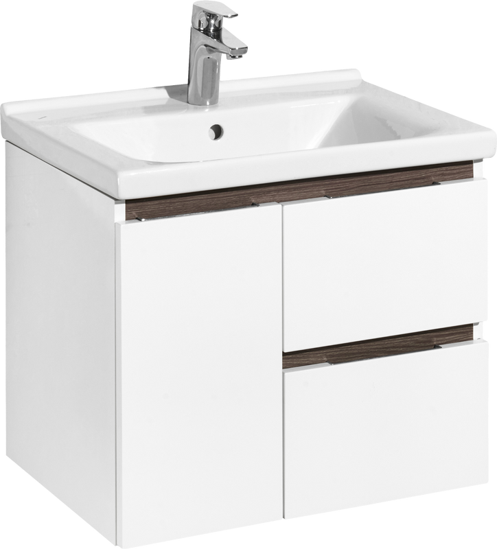 Тумба с раковиной AQUATON Рене 60 белая грецкий орех