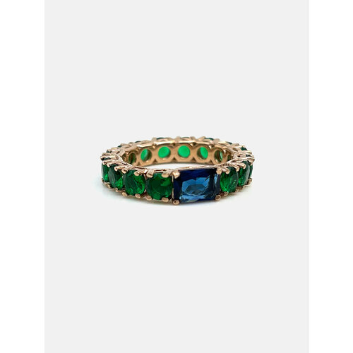 Кольцо Кристалл Мечты, сапфир синтетический, изумруд синтетический, размер 17, синий, зеленый