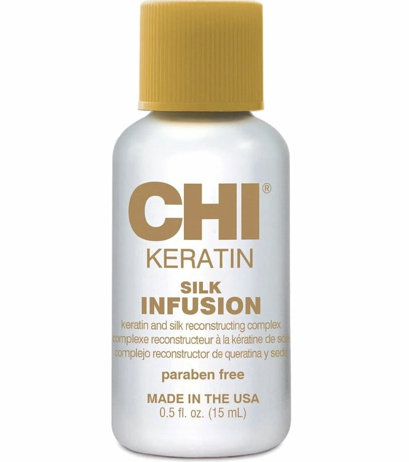Несмываемый уход для волос шёлк с кератином CHI Keratin Silk Infusion, для восстановления повреждённых волос,15мл — фото 1