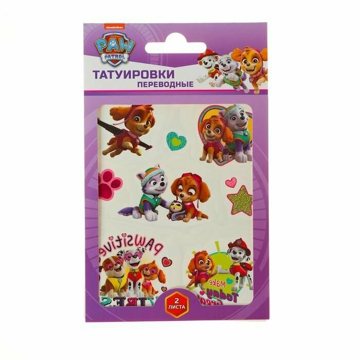 Наклейки-татуировки Sima-land "Щенячий патруль, Girls", 10х12 см
