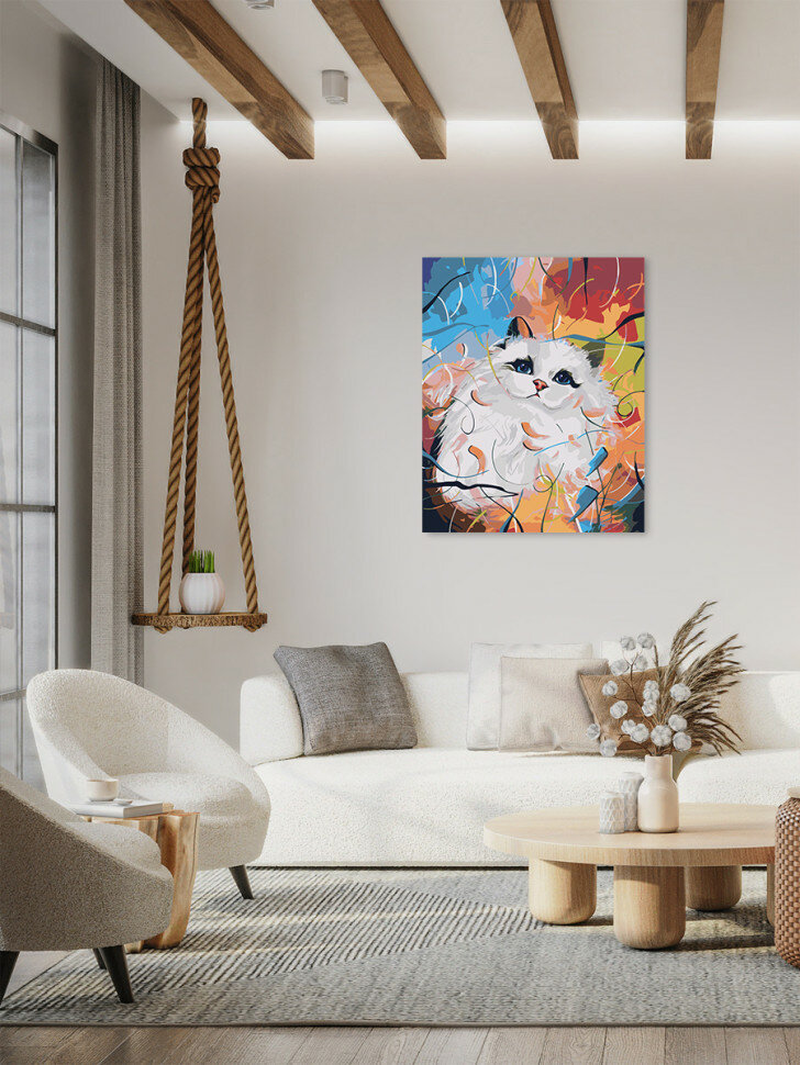 Картина по номерам "Белый котик" — фото 1