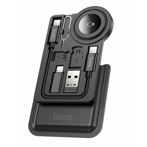 Беспроводное зарядное устройство HOCO CW58 для Apple Watch, набор с кабелем Type-C 60W и адаптерами, черный