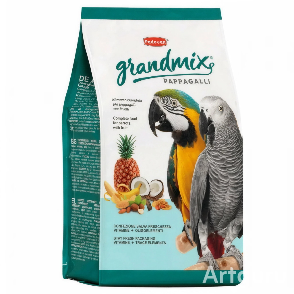 Корм сухой для попугаев Padovan "Pappagalli Grandmix", для крупных попугаев, 2 кг