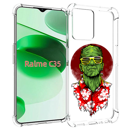 Чехол MyPads крутой зеленый мужчина в очках для Realme C35 / Narzo 50A Prime задняя-панель-накладка-бампер