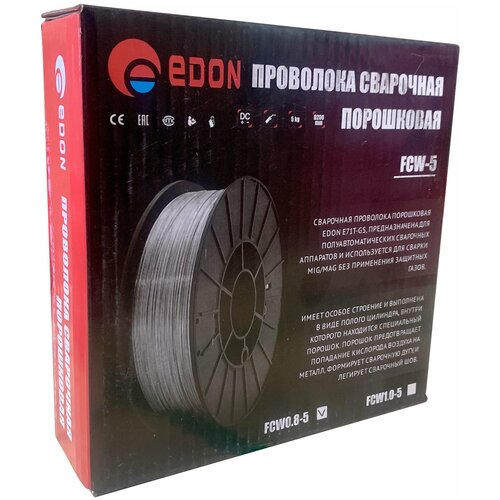 Сварочная проволока порошковая Edon FCW0.8-5 (0,8 мм 5,0 кг) elitech проволока сварочная 0606 018900 elitech порошковая 0 8 мм 5 0 кг