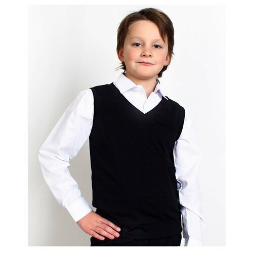 фото Школьный черный жилет для мальчика 60111-мш21 38/152 радуга дети