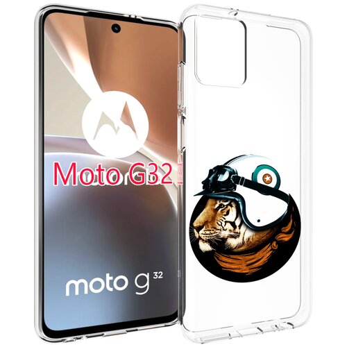 Чехол MyPads Тигр в шлеме для Motorola Moto G32 задняя-панель-накладка-бампер