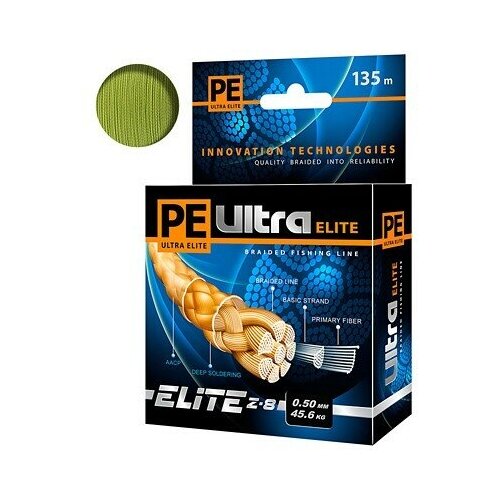 pe ultra elite 10 Леска плетеная Aqua Pe Ultra Elite Z-8 оливк. 0.50мм 135м