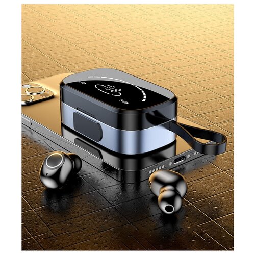 Беспроводные HIFI наушники TWS K2 Bluetooth 50 - светодиодный дисплей зарядный бокс микрофон бас водонепроницаемые 3500 мАч - черные 96800₽