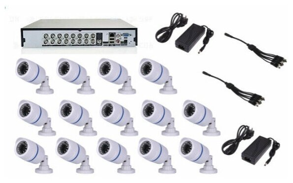 Готовый AHD комплект видеонаблюдения на 14 уличных камер 2мП Full HD 1080P с ИК подсветкой до 20м
