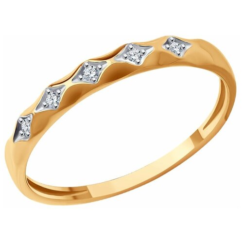 Кольцо Diamant, красное золото, 585 проба, фианит, размер 16