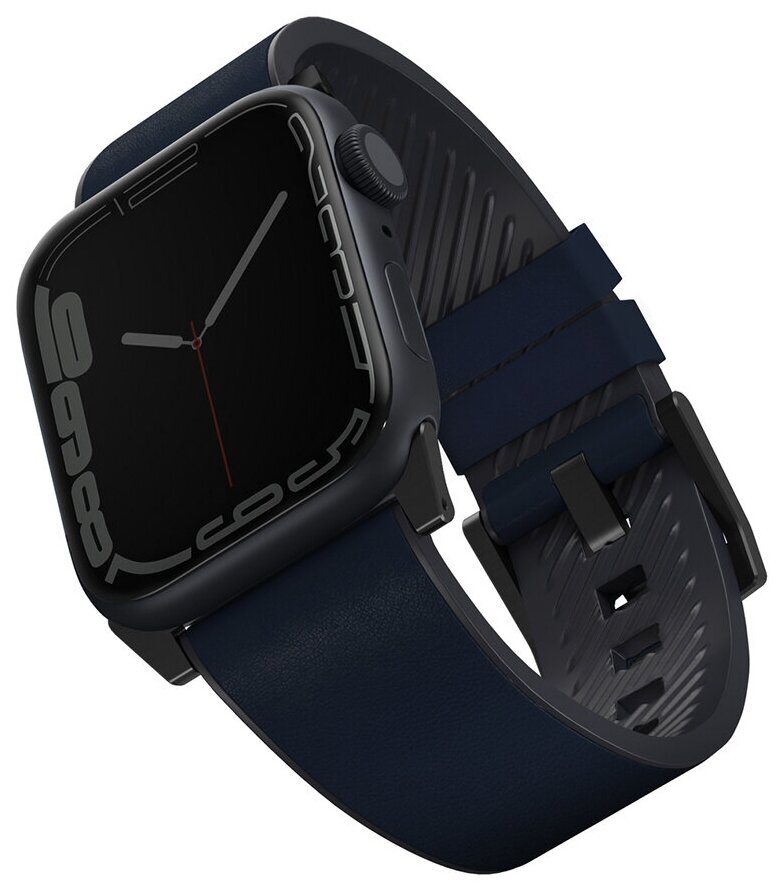 Uniq для Apple Watch 45/44/42 mm ремешок Straden Waterproof Leather/Silicone Blue