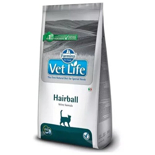 Сухой диетический корм для кошек Farmina Vet Life Hairball, снижает образование и способствует выведению шерстяных комочков из ЖКТ, 10 кг