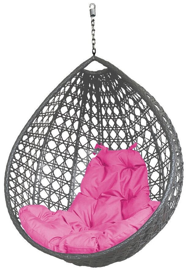 Подвесное кресло M-Group капля Люкс серое, розовая подушка - фотография № 9