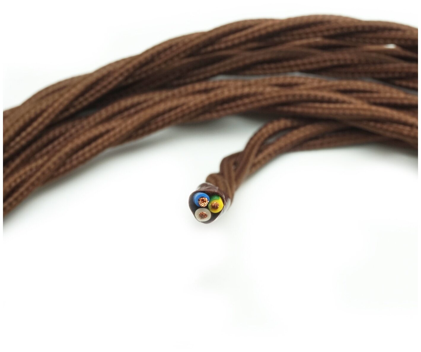 Электрический кабель в декоративной текстильной оплетке Царский Стиль 3х1,5 мм2, 10м, коричневый