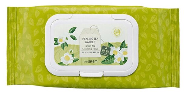 Очищающие салфетки The Saem Healing Tea Garden Green Tea Cleansing Tissue 60
