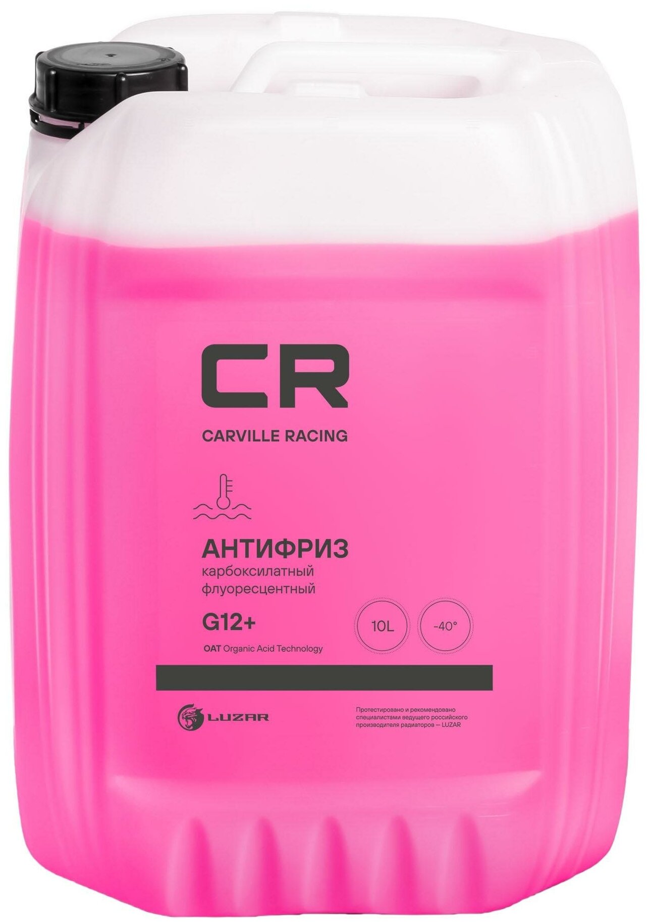 Антифриз карбоксилатный флуоресцентный -40°С, OAT, G12+, 10л/10.74кг Carville Racing