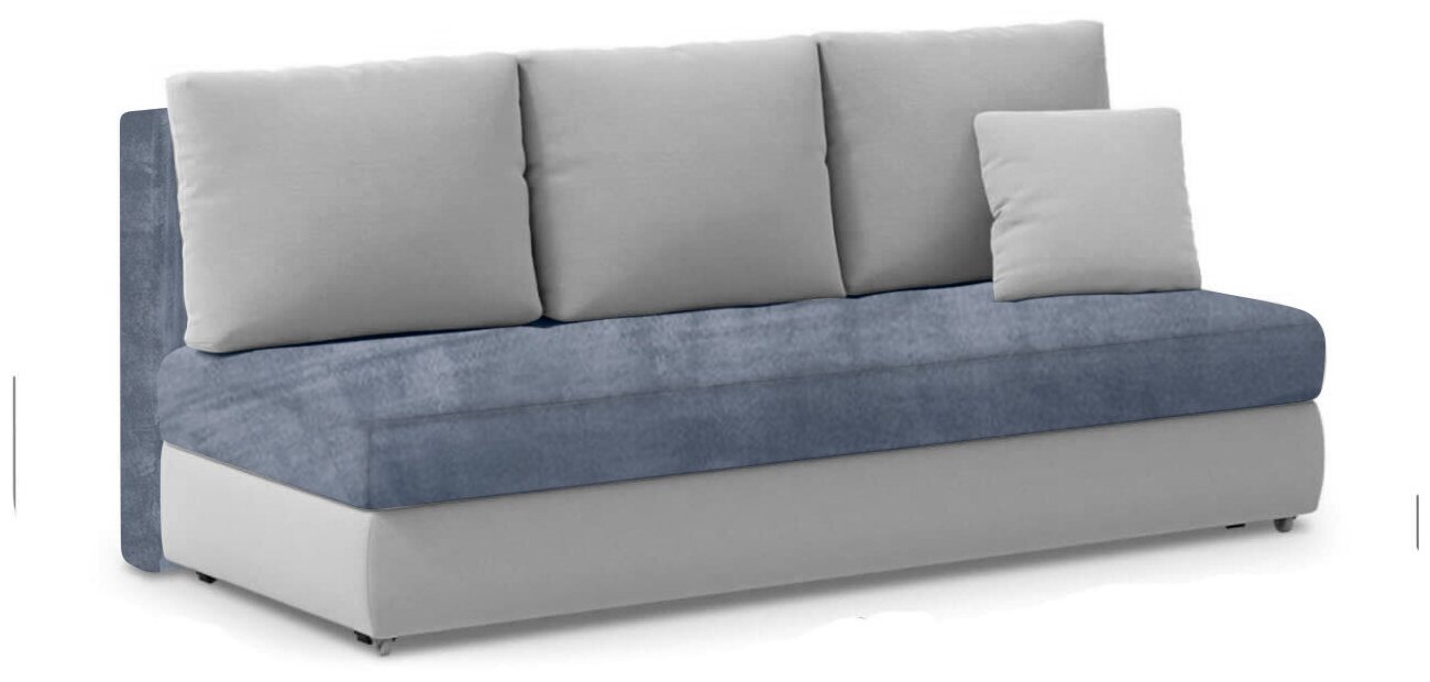 Чехол на диван еврокнижка без подлокотников Бруклин серо-синий