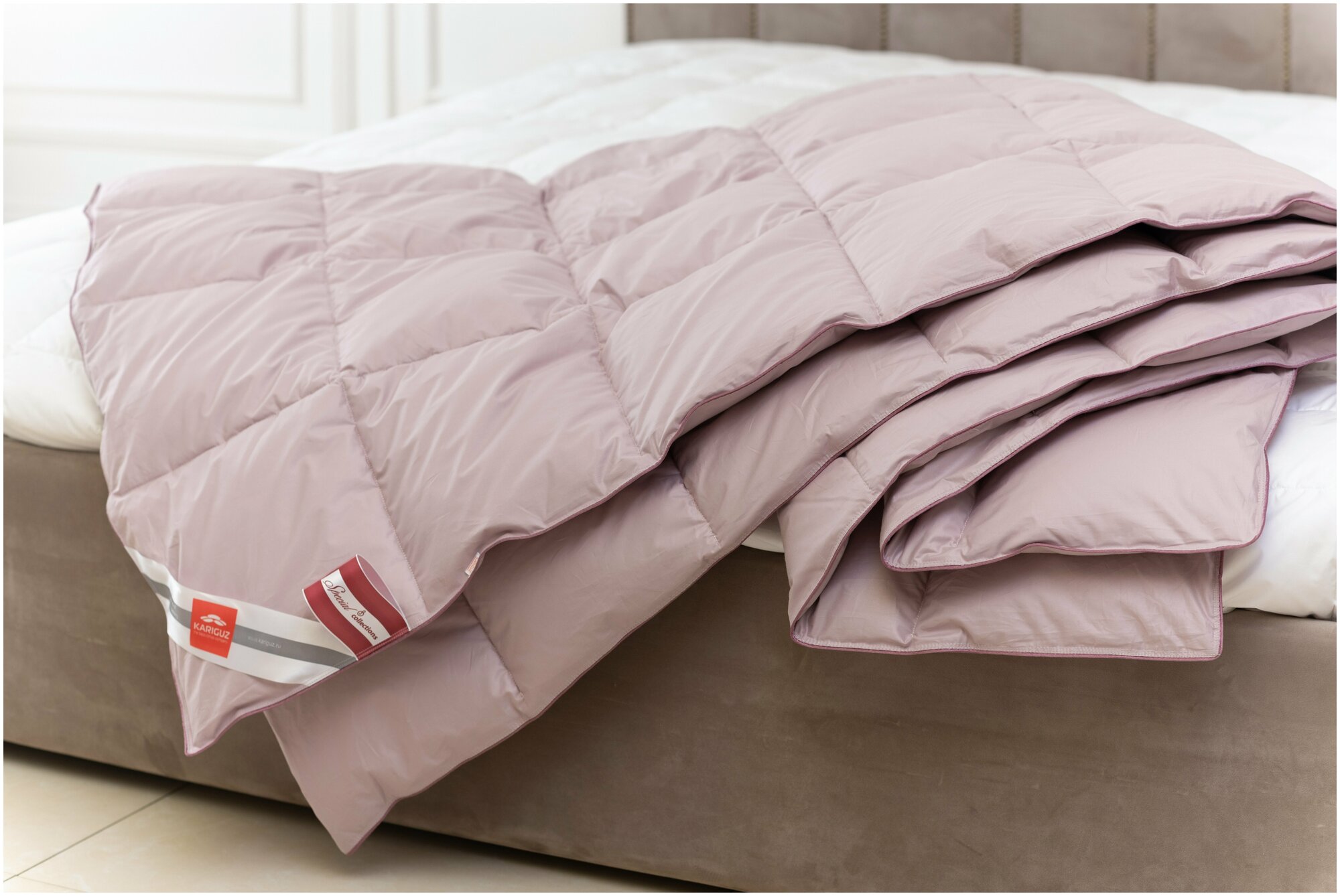 Одеяло натуральное, пухоперовое Kariguz Special Pink, 150х200, гусиный пух перо, легкое, всесезонное - фотография № 2