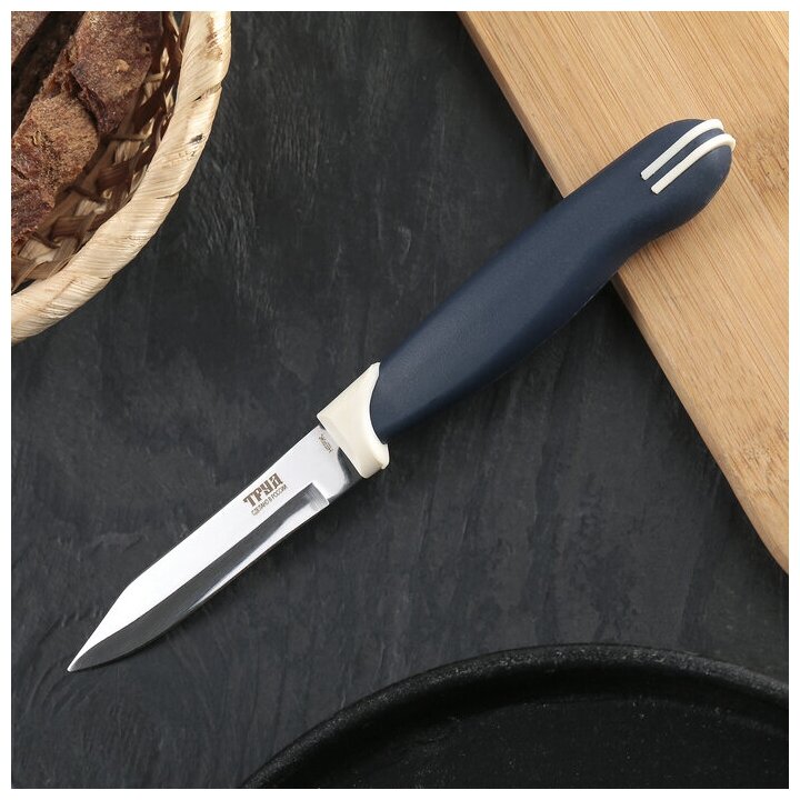 Нож кухонный «Мультиколор» для овощей лезвие 8 см с пластмассовой ручкой цвет синий