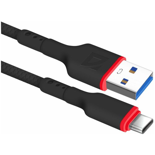 USB кабель Defender F156 TypeC черный, 1м, 2.4А, PVC, пакет