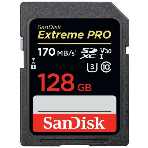 Карта памяти SanDisk SDXC 128 ГБ Class 10, V30, A2, UHS Class 3, R/W 170/90 МБ/с, 1 шт., черный 2