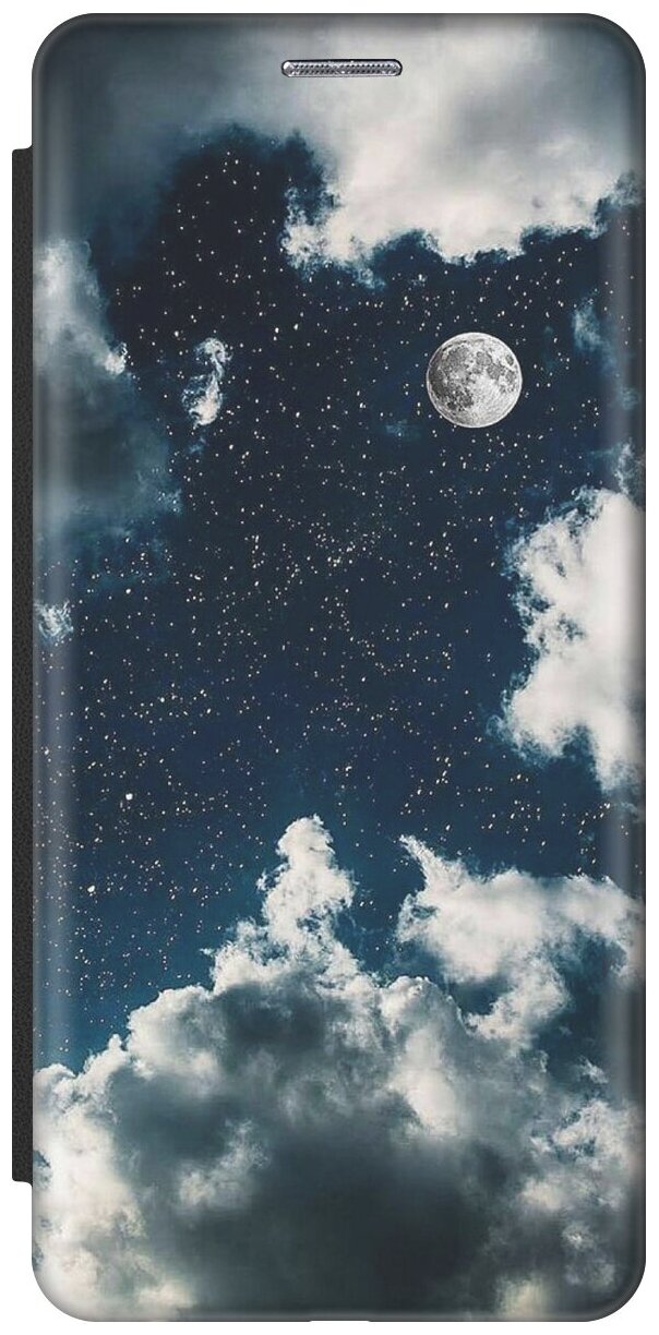 Чехол-книжка на Apple iPhone 6s / 6 / Эпл Айфон 6 / 6с с рисунком "Лунное небо" черный