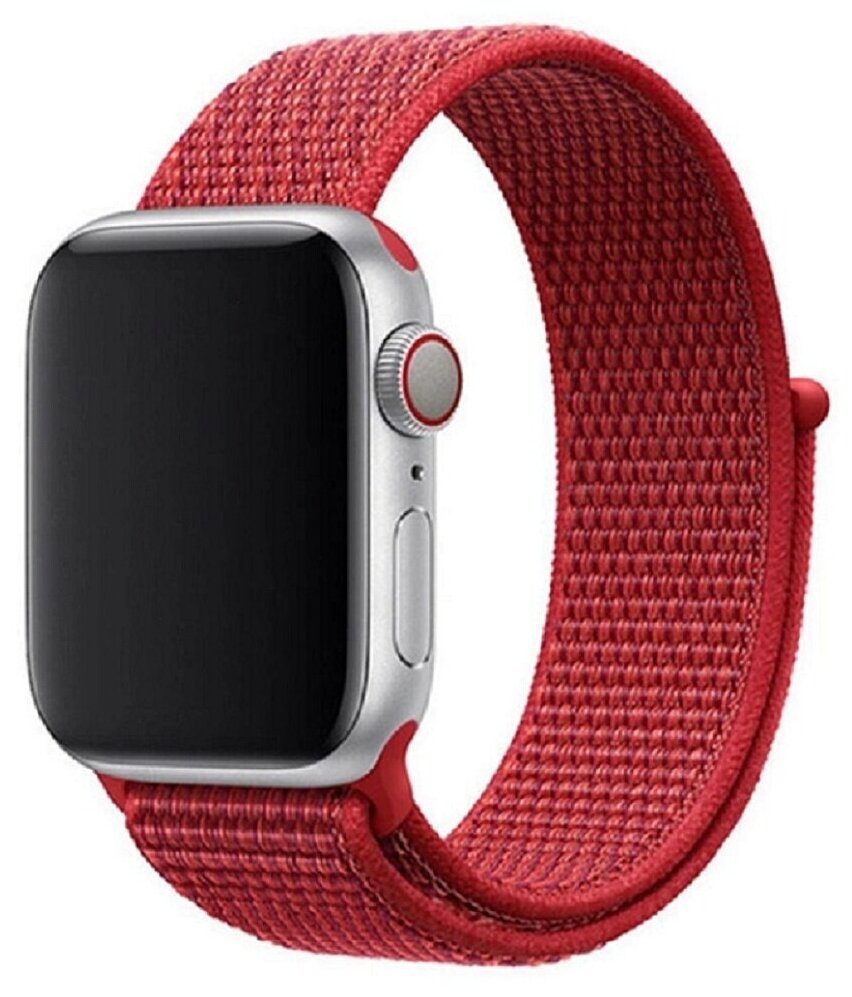 Нейлоновый тканевый ремешок для Apple Watch Series 1-8 и Ultra - 42/44/45/49 мм (эпл вотч), красный