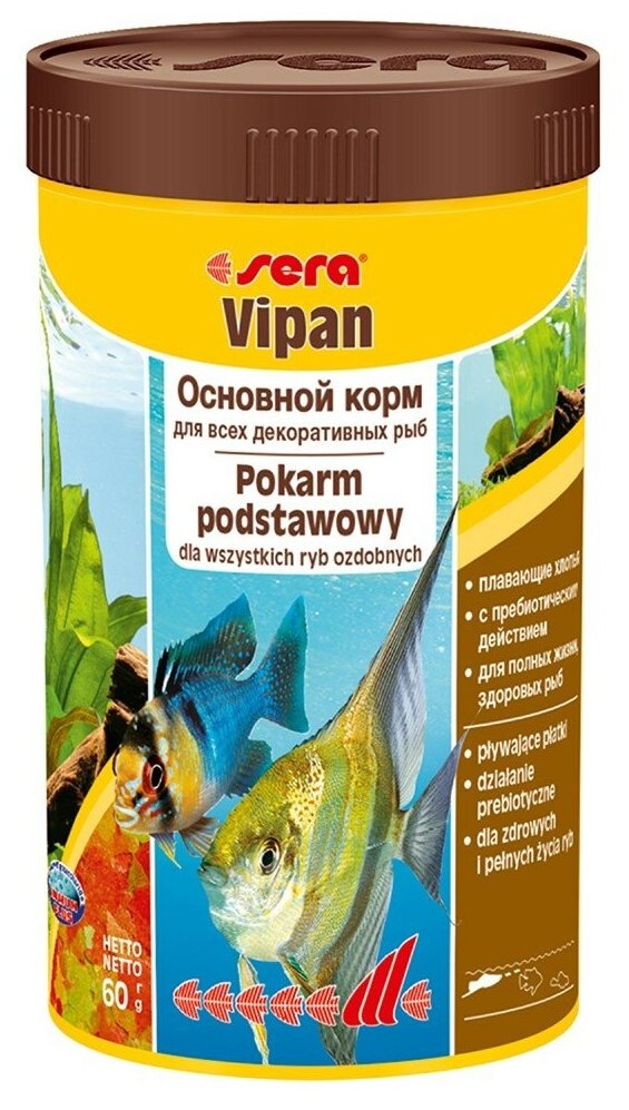 Sera Vipan Nature корм для всех декоративных рыб 1000мл (210гр) - фотография № 6