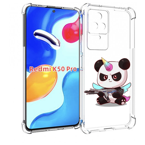 Чехол MyPads панда-единорог детский для Xiaomi Redmi K50 / K50 Pro задняя-панель-накладка-бампер