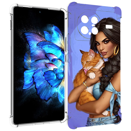 Чехол MyPads девушка-красивая-с-синим-фоном женский для Vivo X Note 5G задняя-панель-накладка-бампер