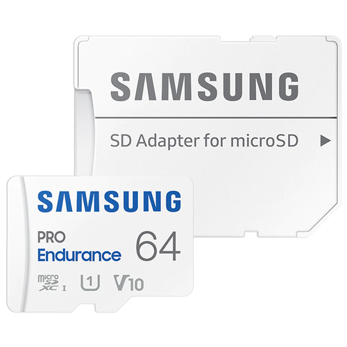 Карта памяти Samsung PRO Endurance 64 ГБ Class 10, V10, UHS-I U1, адаптер на SD карта памяти 64gb transcend microsdxc class 10 uhs i u1 sd адаптер tlc