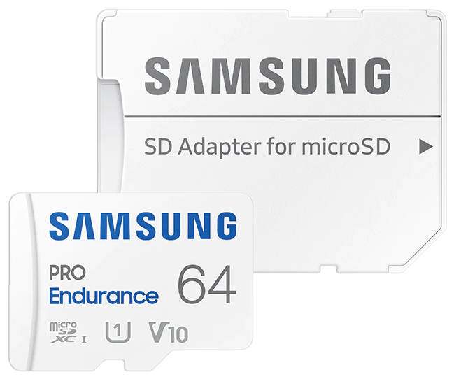 Карта памяти microSDHC UHS-I U1 Samsung PRO Endurance 64 ГБ, 100 МБ/с, Class 10, MB-MJ64KA, 1 шт, переходник SD