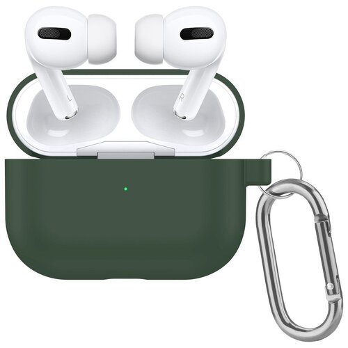 Чехол силиконовый для Airpods Pro , полуночно-зеленый, с карабином силиконовый чехол для airpods 3 с карабином тифани